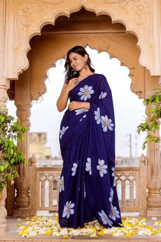 New Linen Cotton Digital Print Saree
