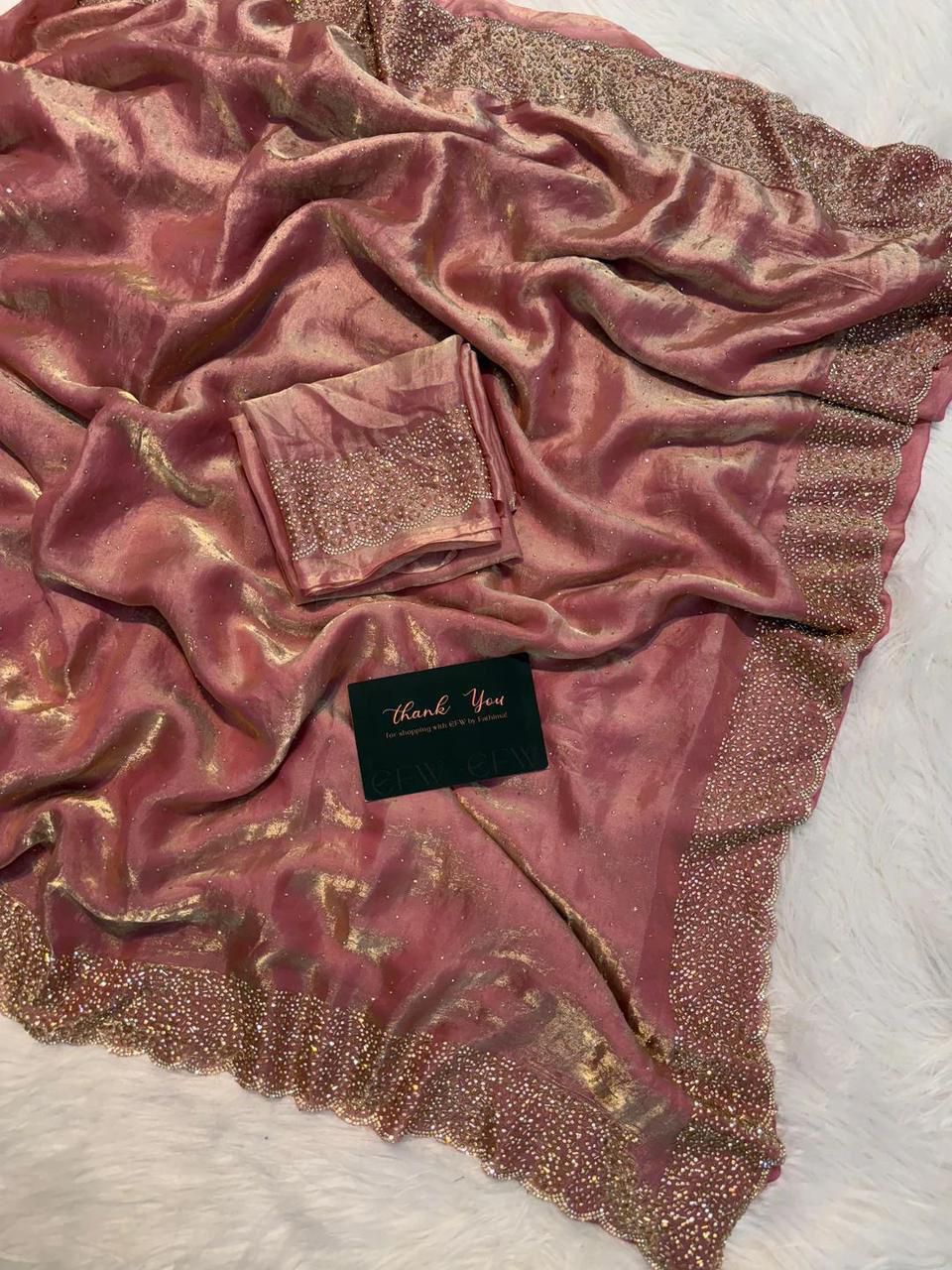 Designer space silk with diamond work saree